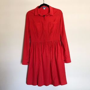 Pim + Larkin Solid Red Collar and Button Up Dress